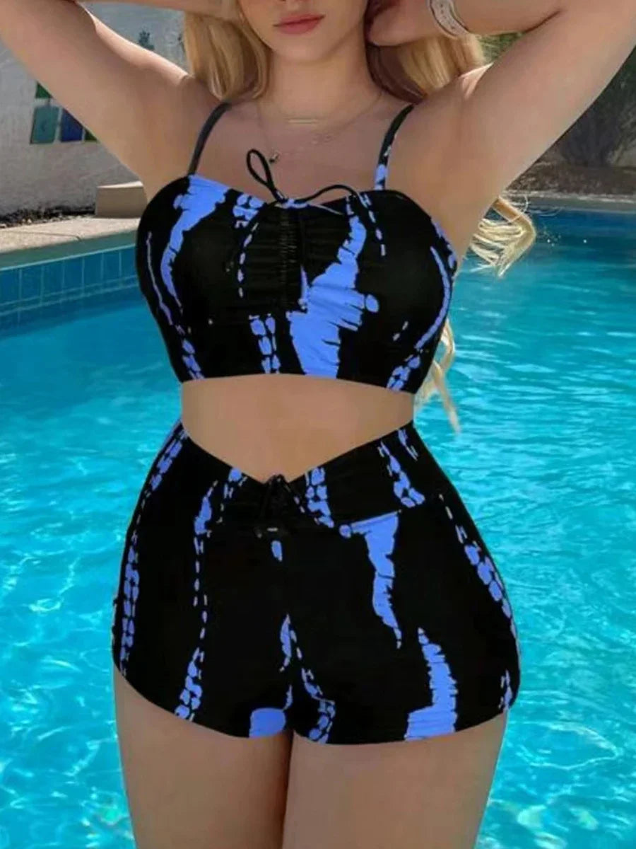 2025 Print String Bikini Swimsuit Women High Waist Shorts Swimwear Female Bathers Bathing Swimming Swim Suit Beachwear