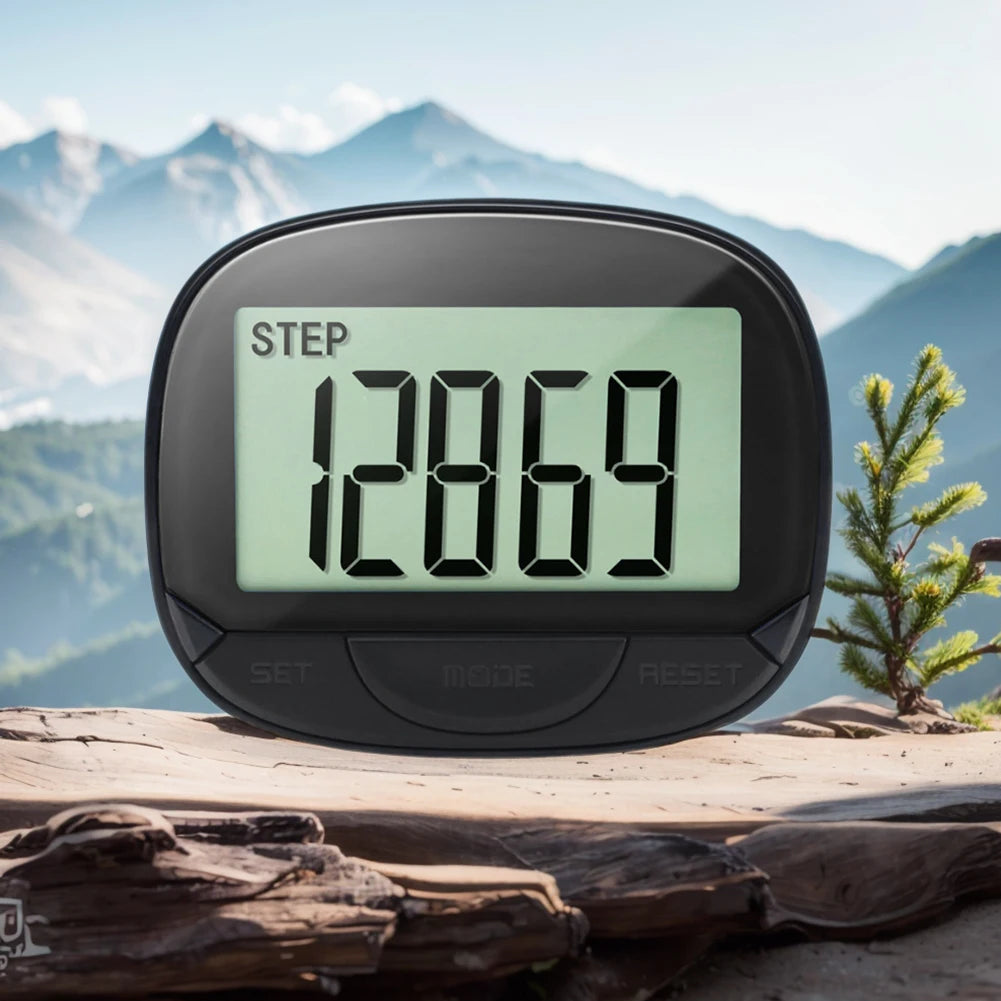 Clip-On Pedometer Electronic Pedometer Digital Display Simple Step Tracker Large Screen for Adults Seniors Dog