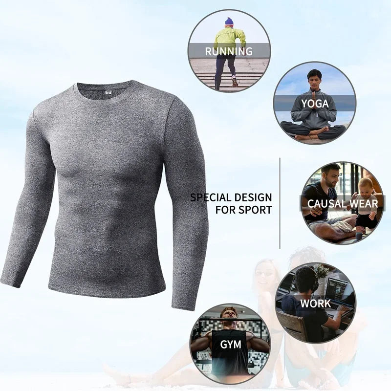 Men/Women Compression Running T-Shirt Fitness Tight Long Sleeve Sport T-shirt Training Jogging Shirts Gym Sportswear Quick Dry Clothes