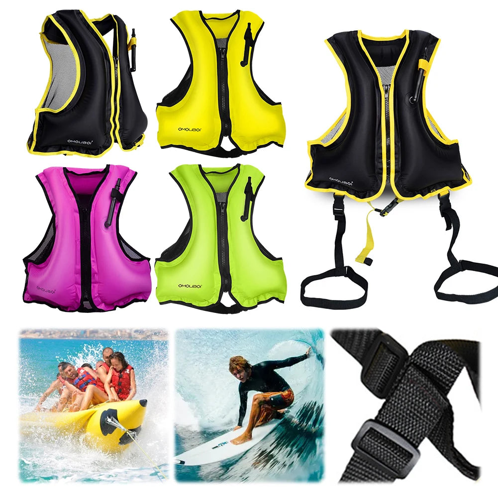 Inflatable Snorkeling Vest Adjustable Inflatable Buoyancy Vest Floating Life Vest for Snorkeling Swimming Kayaking Boating