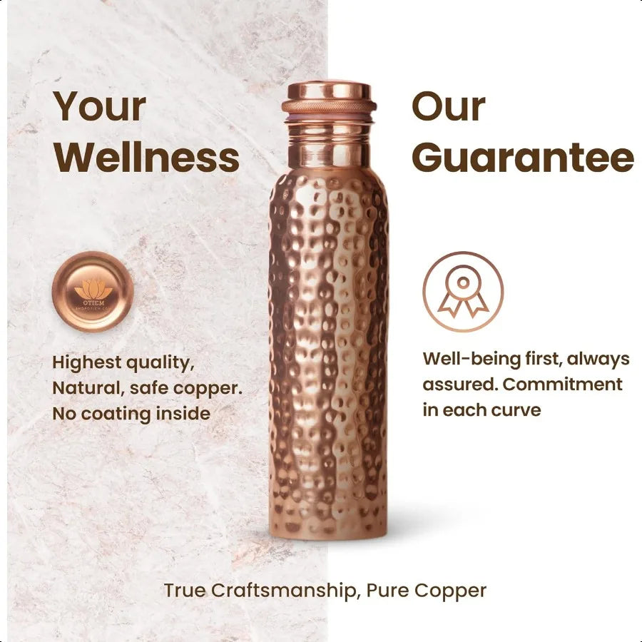 Pure Copper Water Bottle for Drinking Water 34 Oz Hammered Finish Stay Hydrated and Enjoy Ayurvedic s LeakProof Temperature Ret