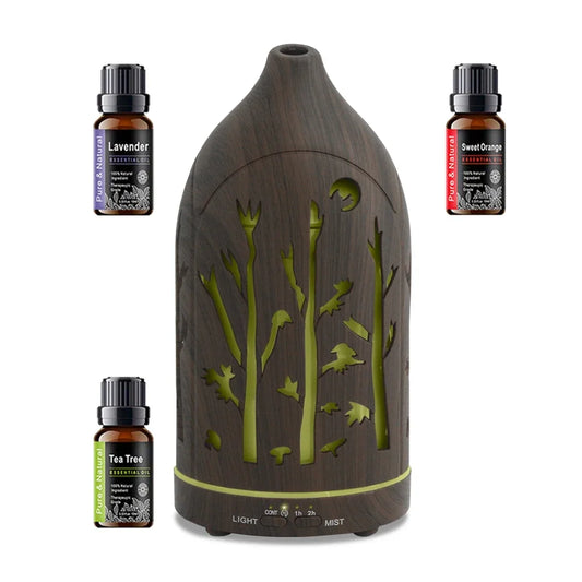Ultrasonic Essential Oil Diffuser with Auto Shut-Off, Whisper Quiet Operation  Includes 3 Essential Oils for Home, Office, Yoga