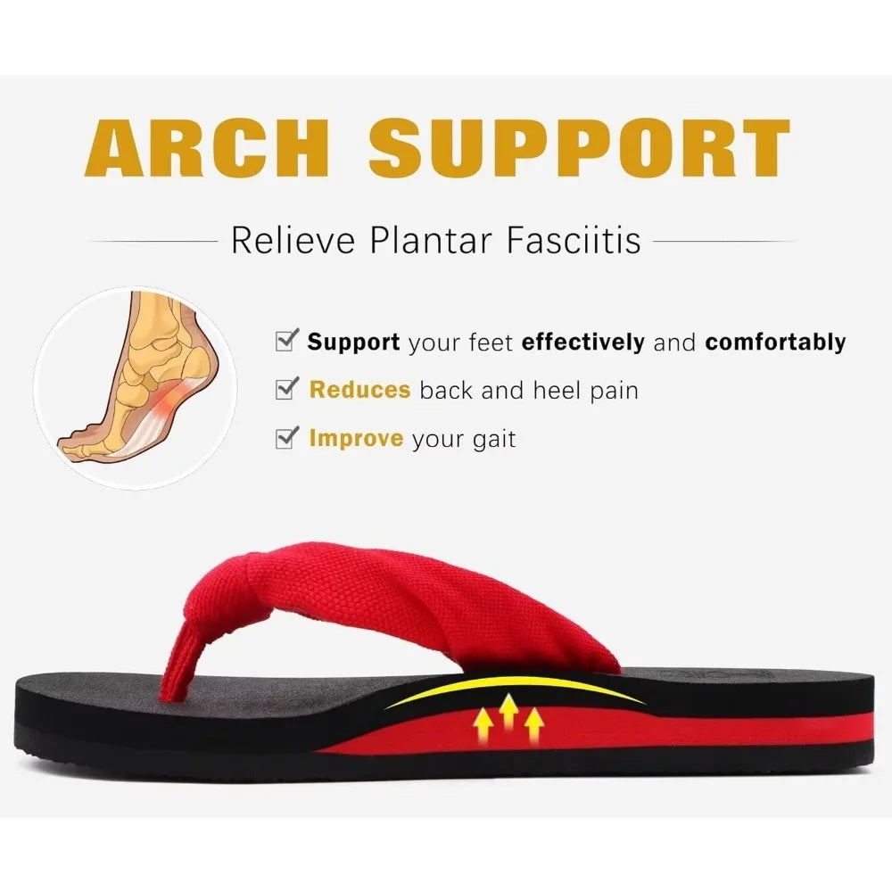 Flip Flops for Women with Arch Support Yoga Mat Comfortable Summer Beach Walking Thong Cushion Sandals Slip On Indoor Outdoor