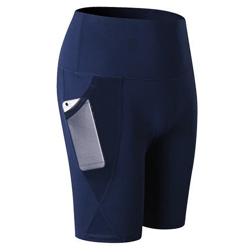 2023 Summer Gym Shorts Women High Waist Compression Quick Dry Yoga Shorts femme Fitness Running Push Up Shorts Pockets Design