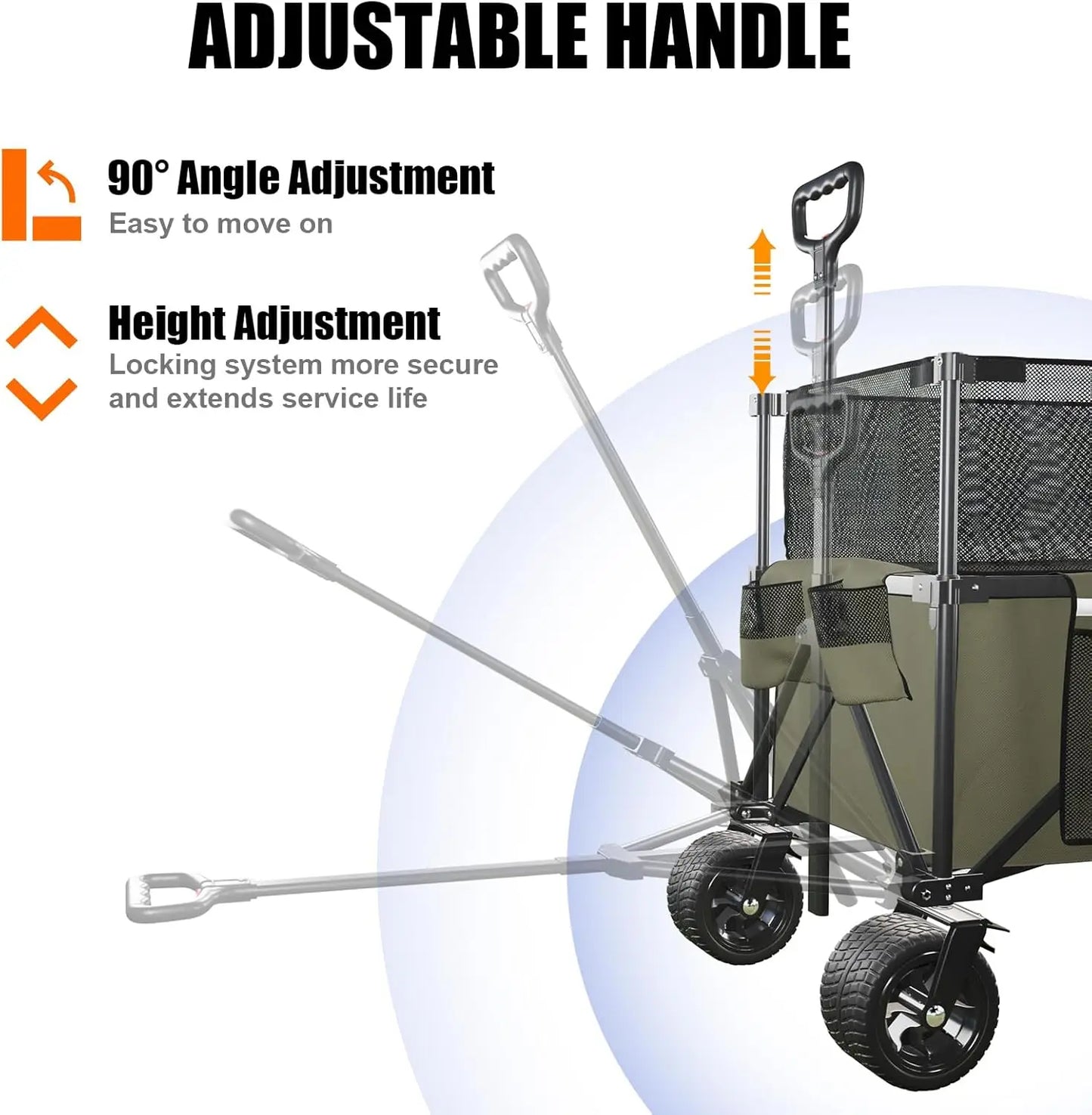 Collapsible Wagon Cart with 440lbs Weight Capacity Heavy Duty Camping Garden Cart with All Terrain Wheels Adjustable Handle Side