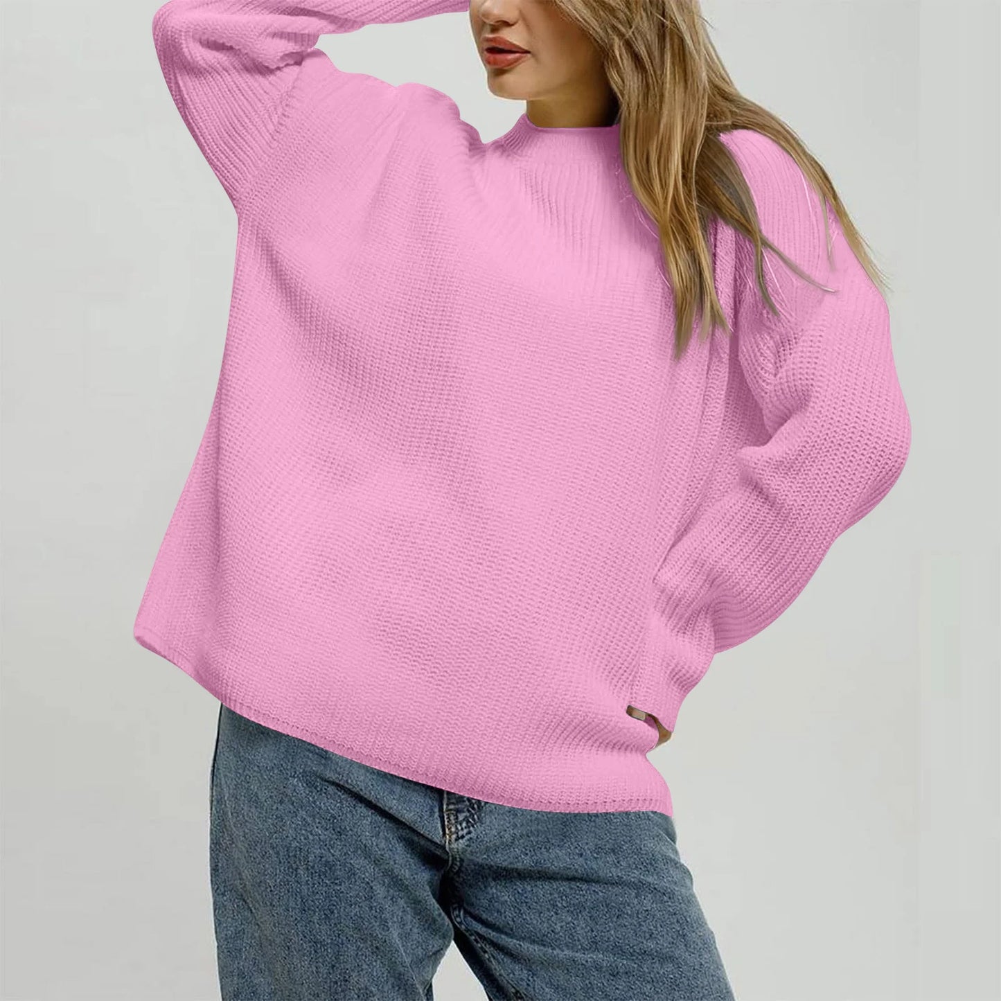 2025 Women'S Solid Color Loose Casual Long Sleeved Knitted Sweater Top Sweater Pulls Femmes Woman Clothes Sweater For Woman