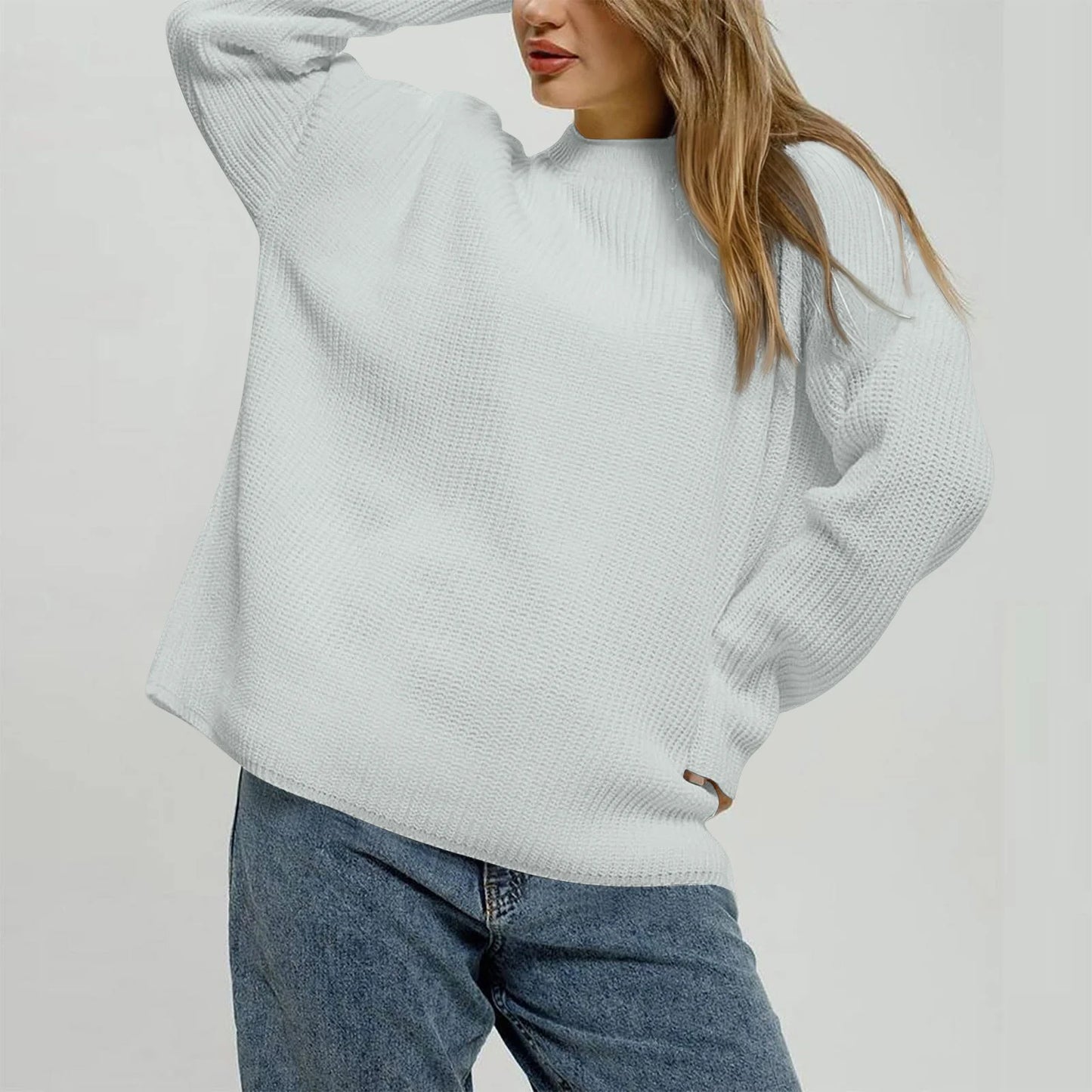 2025 Women'S Solid Color Loose Casual Long Sleeved Knitted Sweater Top Sweater Pulls Femmes Woman Clothes Sweater For Woman