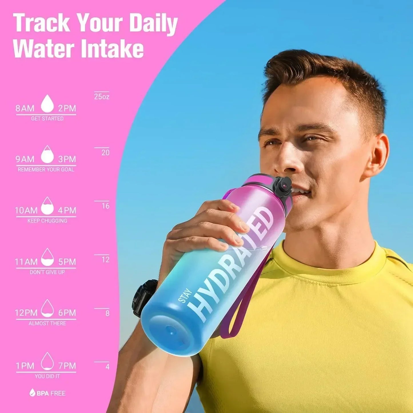 32oz Water Bottle Motivational Sport Water Bottle Leakproof Drinking Bottles Outdoor Sports Travel Kettle Drinking Water Bottle