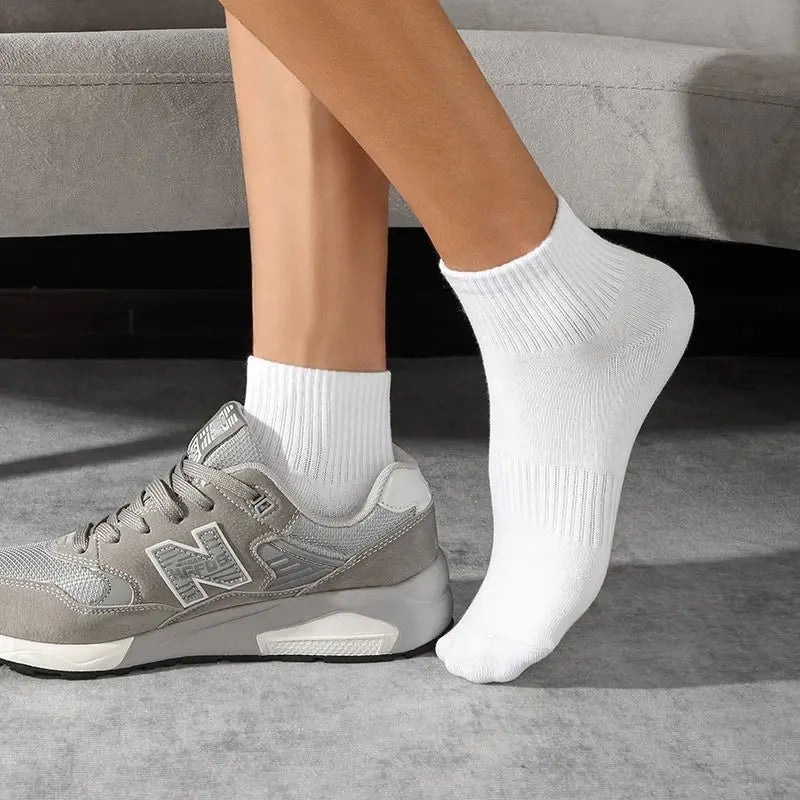 5 Pairs/lot 100% Cotton Men's Socks Spring Autumn Black White Absorption Women's Boat Socks Anti-Odor Breathable Sports Socks