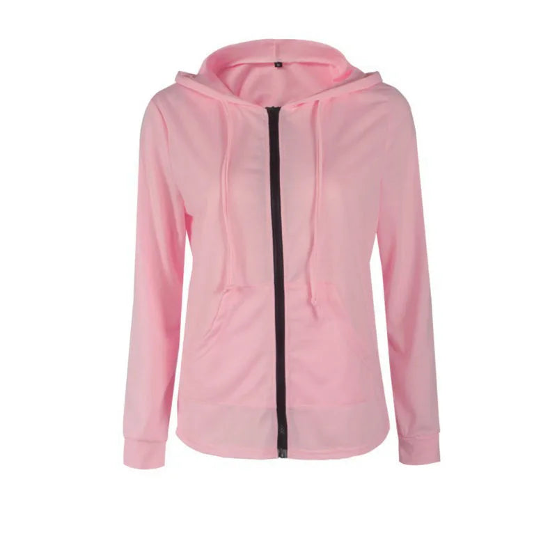 Loose Running Jacket Women Long Sleeve Full Zipper Casual Sportwear Versatile Top Outdoor Cycling Training Fitness Coat