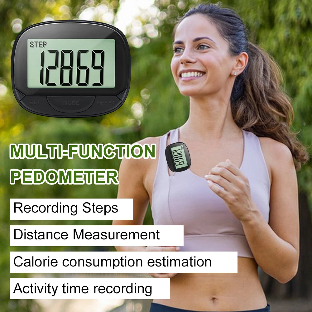 Clip-On Pedometer Electronic Pedometer Digital Display Simple Step Tracker Large Screen for Adults Seniors Dog