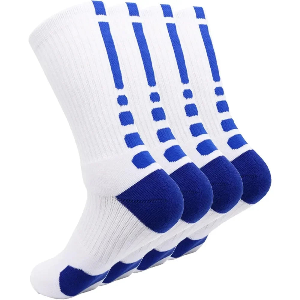 4Pairs Elite Basketball Socks Cushion Athletic Crew Socks Thick Performance Sport Soccer Towel Socks 7-12