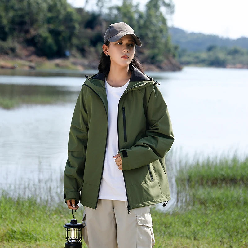 Autumn Hiking Jacket Women Windproof Waterproof Hooded Jackets Outdoor Hiking Outerwear Camping Climbing Safari Fishing Coats