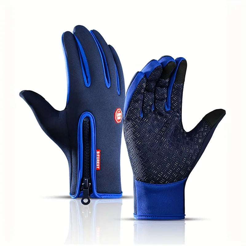 Winter Windproof Gloves,Bicycle Warmth Touch Screen, Water Riding Equipment,Outdoor Velvet Anti Cold Skiing Touch Screen Gloves