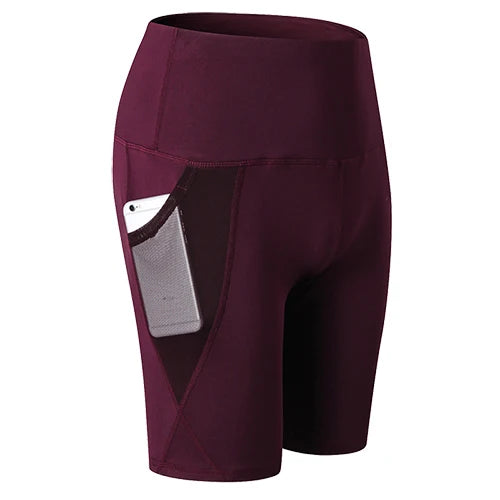 2023 Summer Gym Shorts Women High Waist Compression Quick Dry Yoga Shorts femme Fitness Running Push Up Shorts Pockets Design