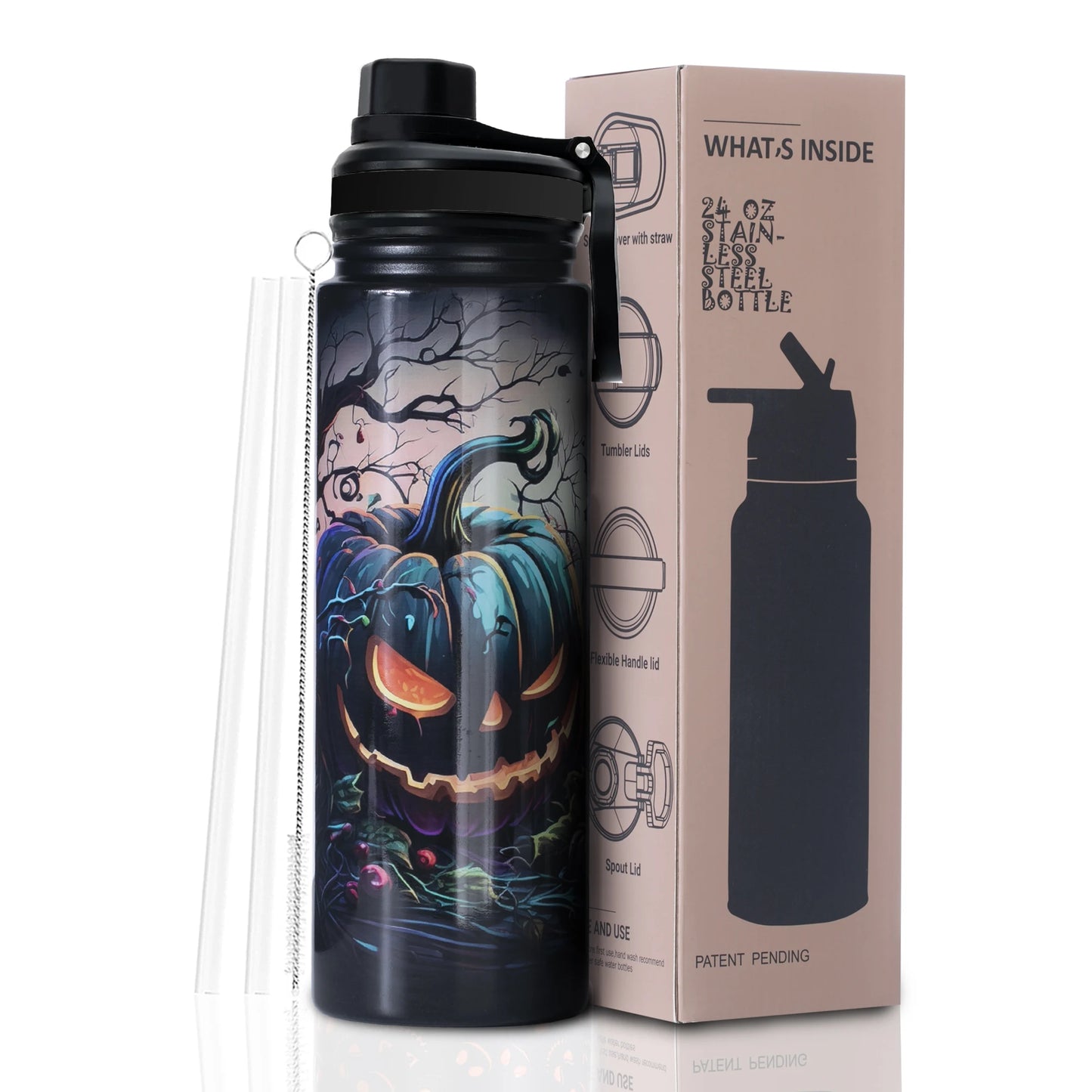 24oz Vacuum Insulated Water Bottle for Mom – Stainless Steel, 3D Printed, BPA-Free Straw Lid, Gift for Women