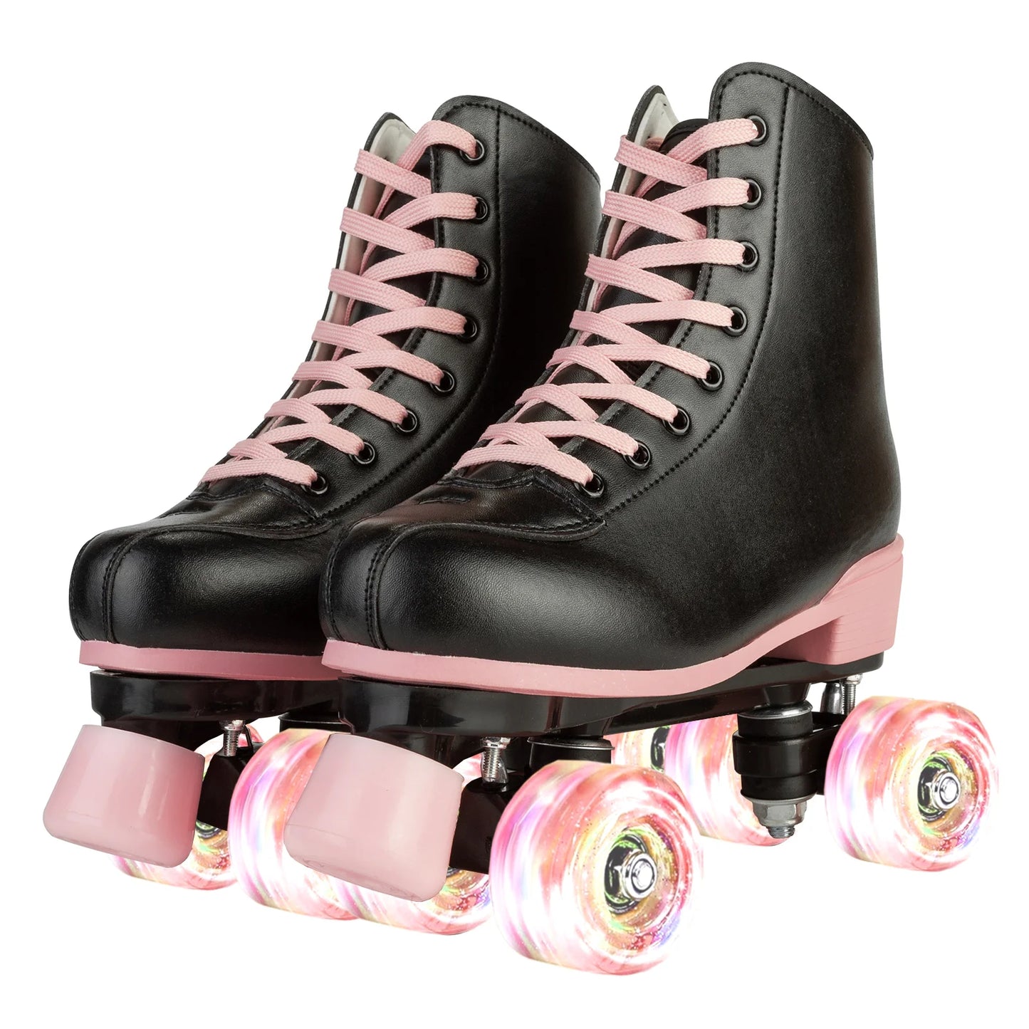 Pu Leather Flashing Roller Skates Size 35-42 Women Roller Skating Shoes Adult Outdoor Skating Training 4 Wheels Sneakers