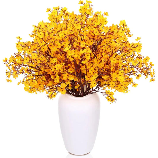 11 pcs fall centerpieces for tables artificial fall stems fake baby breath flowers with vase for thanksgiving table decor home