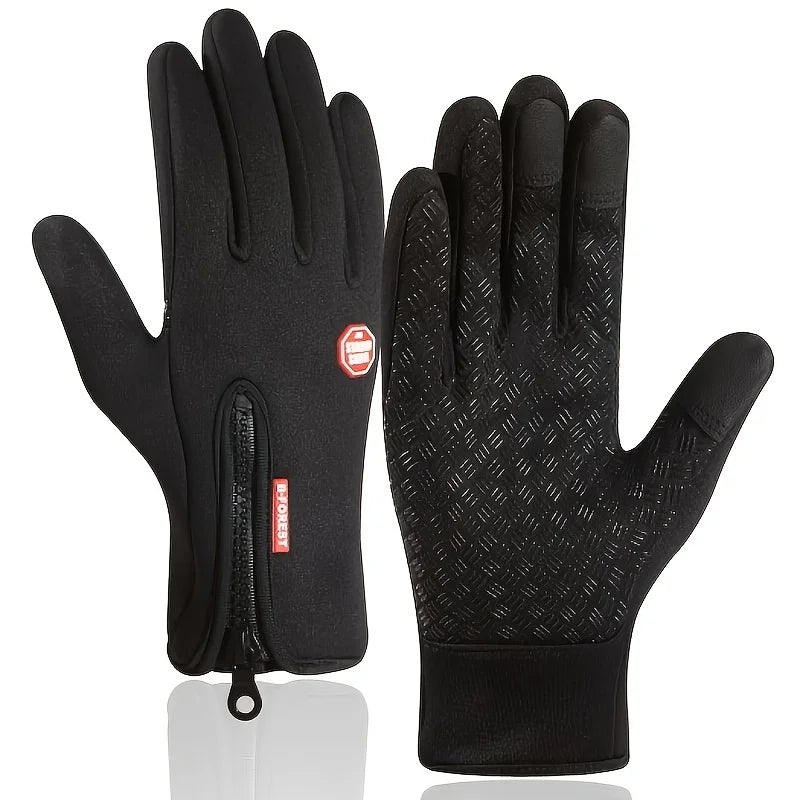 Winter Windproof Gloves,Bicycle Warmth Touch Screen, Water Riding Equipment,Outdoor Velvet Anti Cold Skiing Touch Screen Gloves