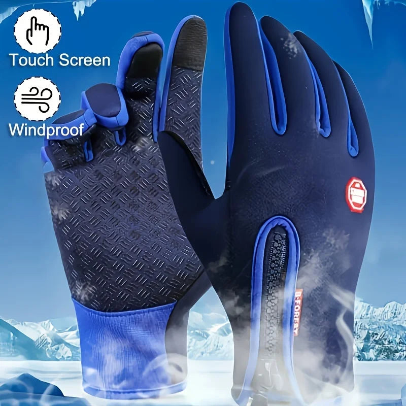 Winter Windproof Gloves,Bicycle Warmth Touch Screen, Water Riding Equipment,Outdoor Velvet Anti Cold Skiing Touch Screen Gloves