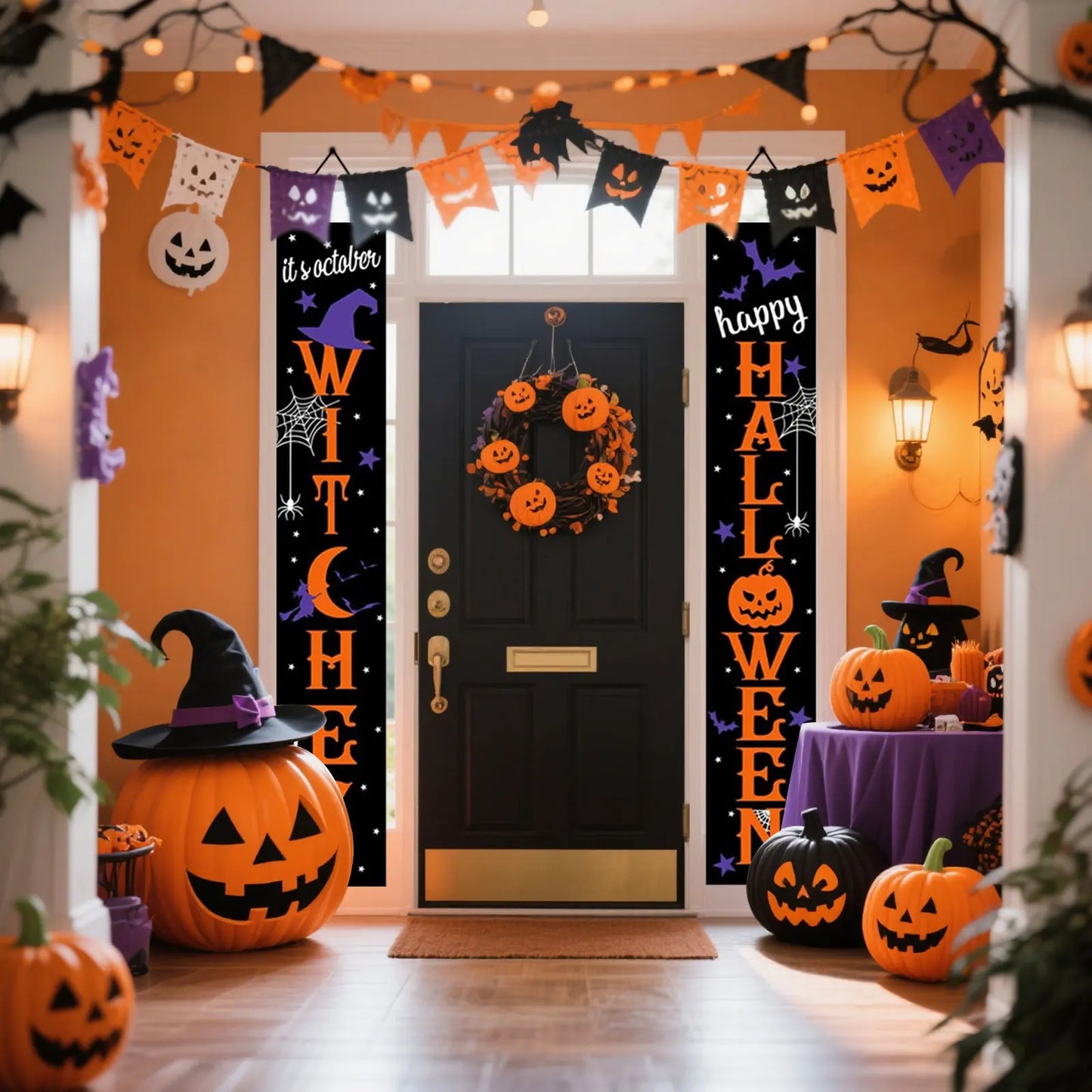Halloween Door Banner Halloween Horror Atmosphere Couplet Decorative Hanging Flag Suitable For Home Party Supplies For Halloween