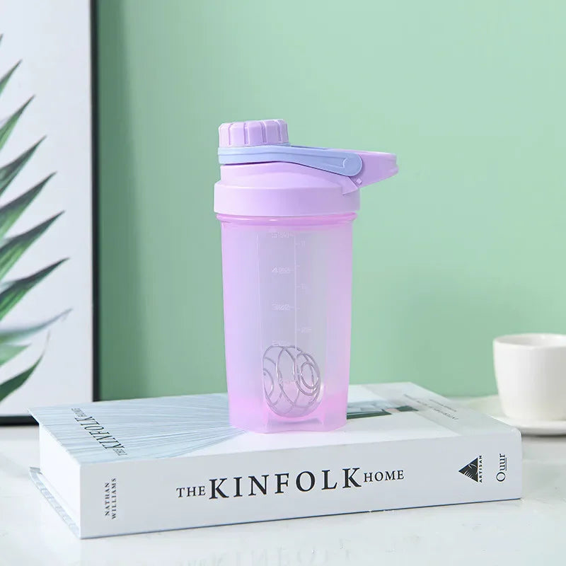 500ml Protable Shaker Bottle Whey Protein Powder Gym Sports Bottle with Stirring Ball Leak Proof Lid Travel Outdoor Water Bottle