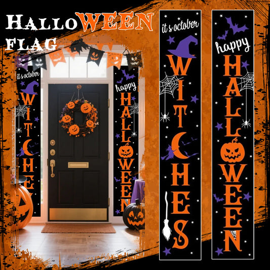 Halloween Door Banner Halloween Horror Atmosphere Couplet Decorative Hanging Flag Suitable For Home Party Supplies For Halloween