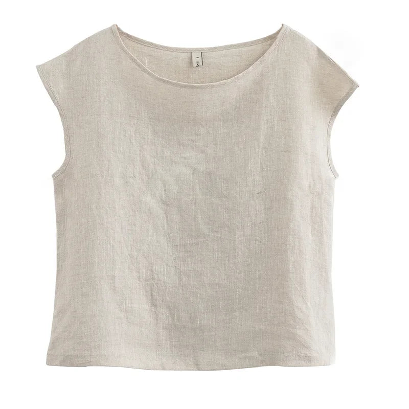 100% Linen Women'S T-Shirt Causal Solid Short Sleeve Tee Harajuku Basic All Match Shirts Female Camisetas Blusa Mujer