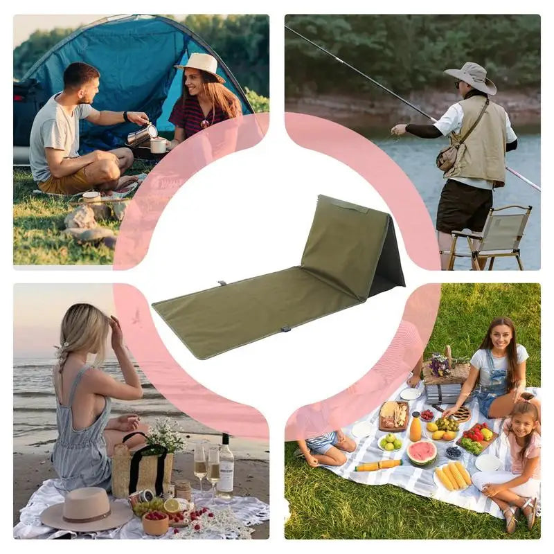 Beach Lounger Triangular Camp Pad Waterproof Beach Chair Mat With Back Rest Portable Beach Lounger For Tanning Lightweight