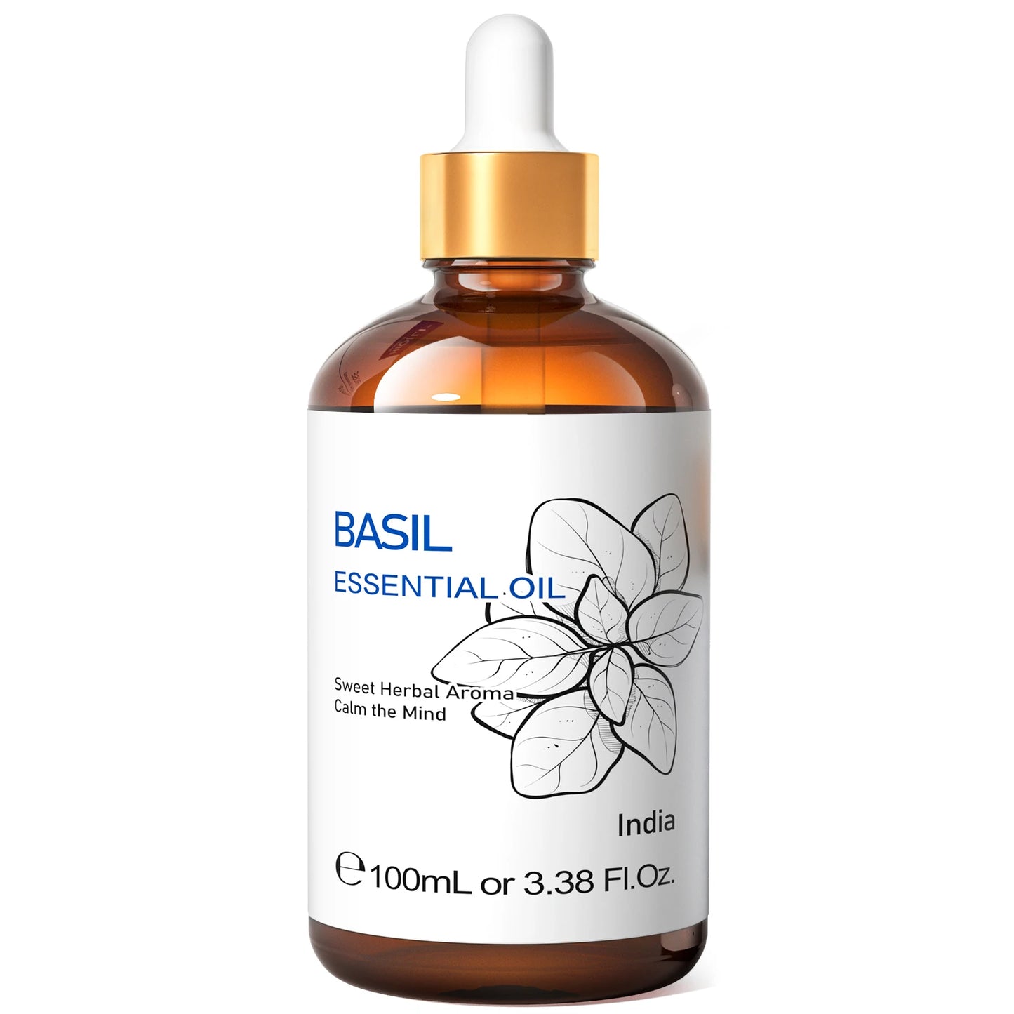 HIQILI 100ML Basil Essential Oils,100% Pure Nature for Aromatherapy, Diffuser, Humidifier, Massage, Energy, Improvement sleep