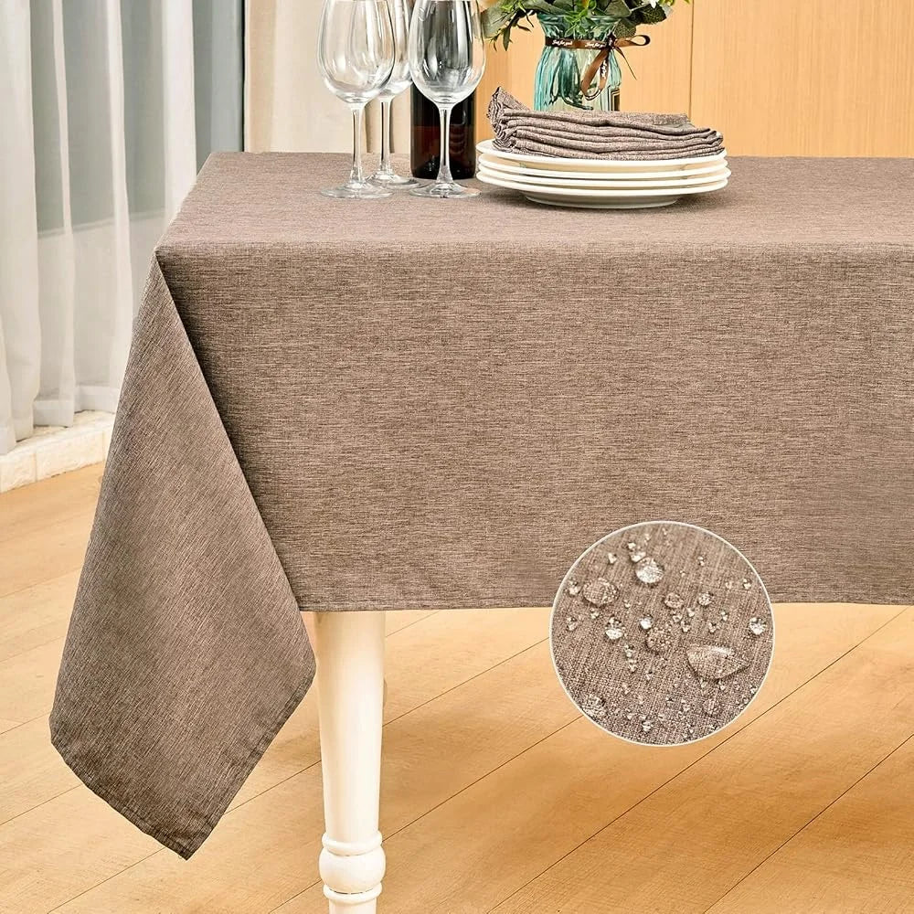 Waterproof Rectangular Tablecloth Linen Anti-Shrink Soft Wrinkle Resistant Decorative Fabric Cover Dining Picnic Buffet Tables