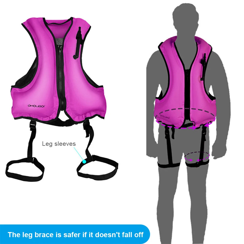 Inflatable Snorkeling Vest Adjustable Inflatable Buoyancy Vest Floating Life Vest for Snorkeling Swimming Kayaking Boating