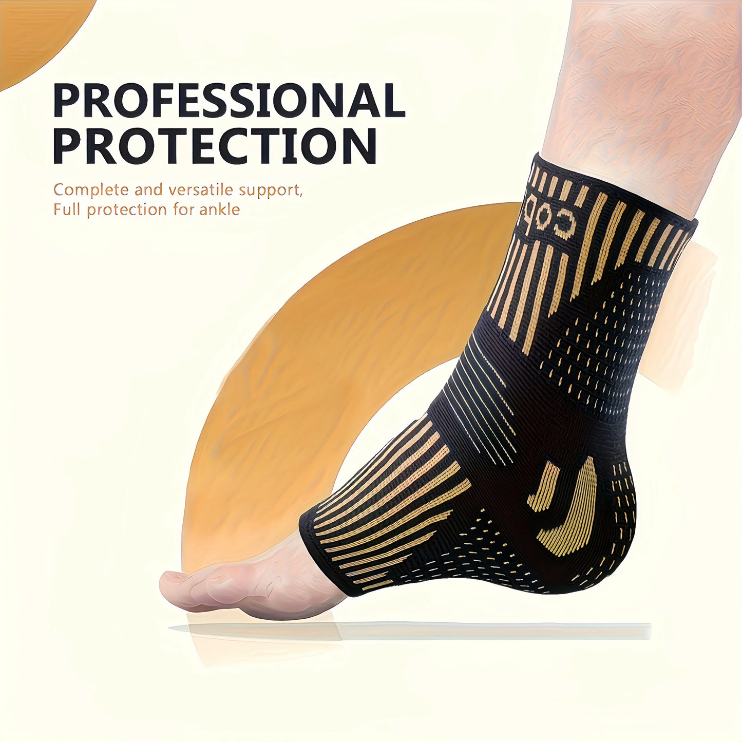 2 PCS Copper Ion Sports Ankle Brace, Ankle Support Sets, Men's and Women's Compression Socks, Basketball, Football, Tennis, Running Protective Gear