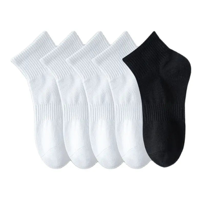 5 Pairs/lot 100% Cotton Men's Socks Spring Autumn Black White Absorption Women's Boat Socks Anti-Odor Breathable Sports Socks