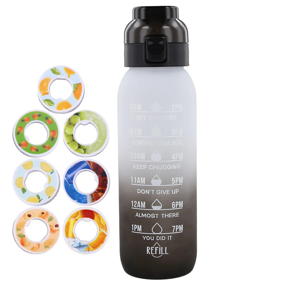 1000ML Fruit Flavor Water Cup Large Capacity with 7 Rods Drinking Cup Fragrance Smelling Water Bottle for Travel Climbing Hiking