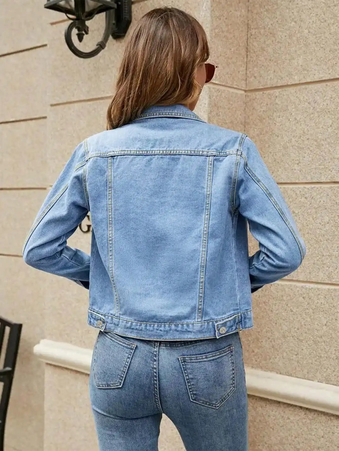 Womens Denim Jacket Single Button Classic Solid Color With Pockets Stylish Casual Jacket For Women Everyday Wear Comfortable Dur