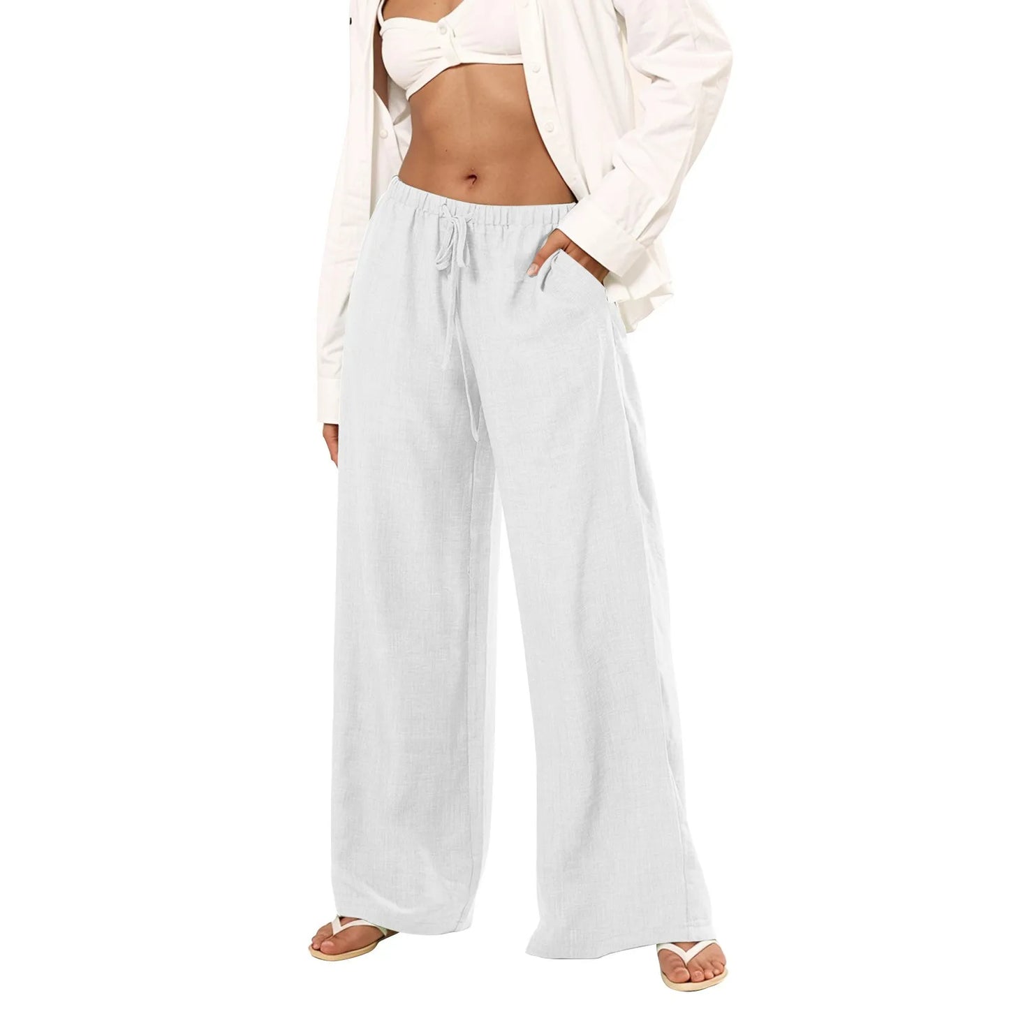 Womens Palazzo Pants Summer Casual Flowy Wide Leg Trousers Beach Travel Vacation Outfits Pantalones De Mujer Ropa De Mujer