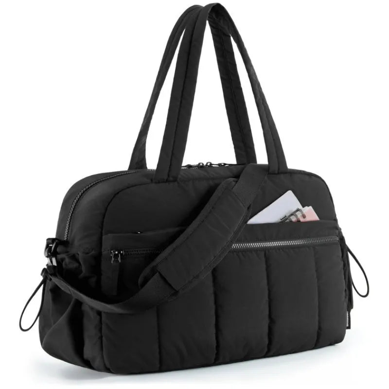Quilted Puffer Gym Bag with Wet Pocket Carry on Bag Large Weekender Overnight Bag Gym Tote Bag Shoulder Bag for Women Travel