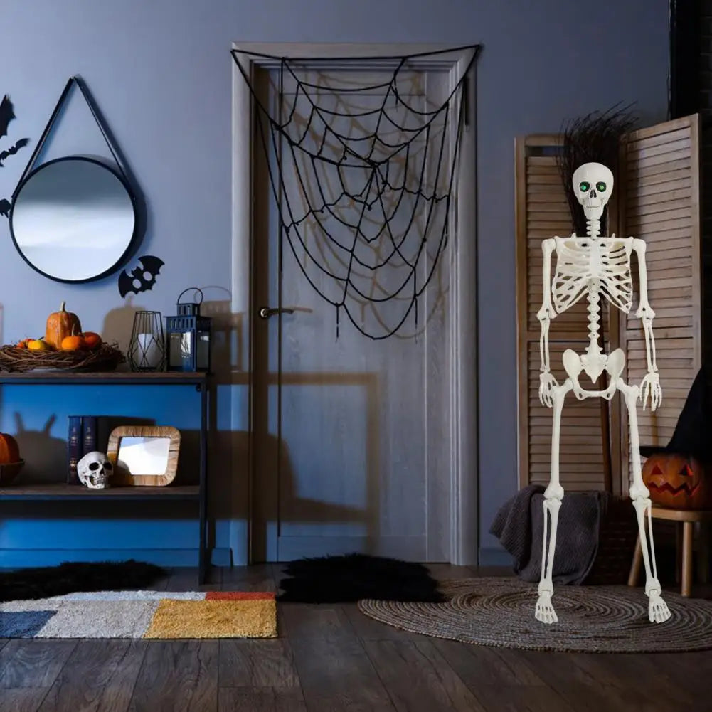 5.4FT Life-Size Light-Up Skeleton Decoration - Realistic Full Body Bones with Movable Joints and Glowing Eyes for Halloween