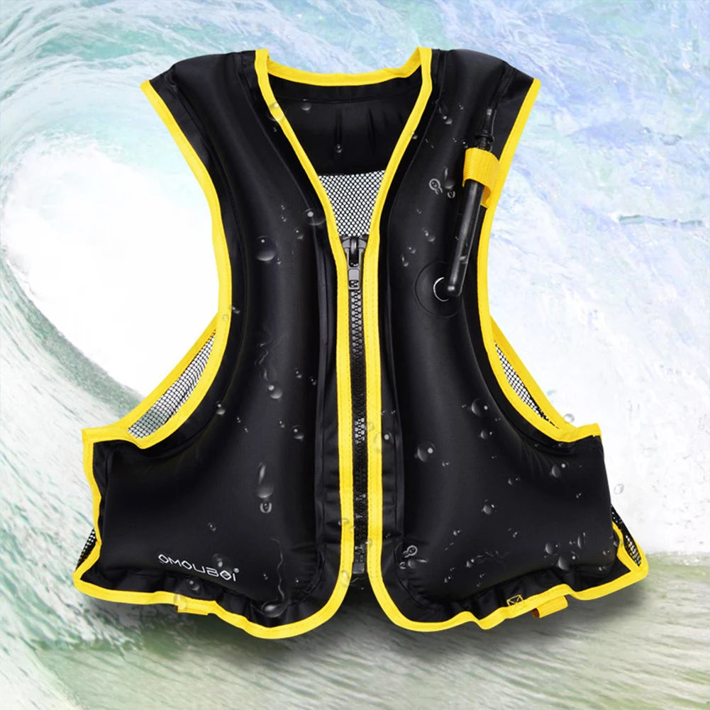 Inflatable Snorkeling Vest Adjustable Inflatable Buoyancy Vest Floating Life Vest for Snorkeling Swimming Kayaking Boating