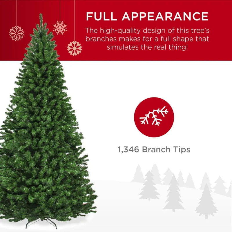 7.5ft Premium Artificial Spruce Christmas Tree - Unlit, Realistic Look, Dense Branches, Easy Assembly & Metal Base
