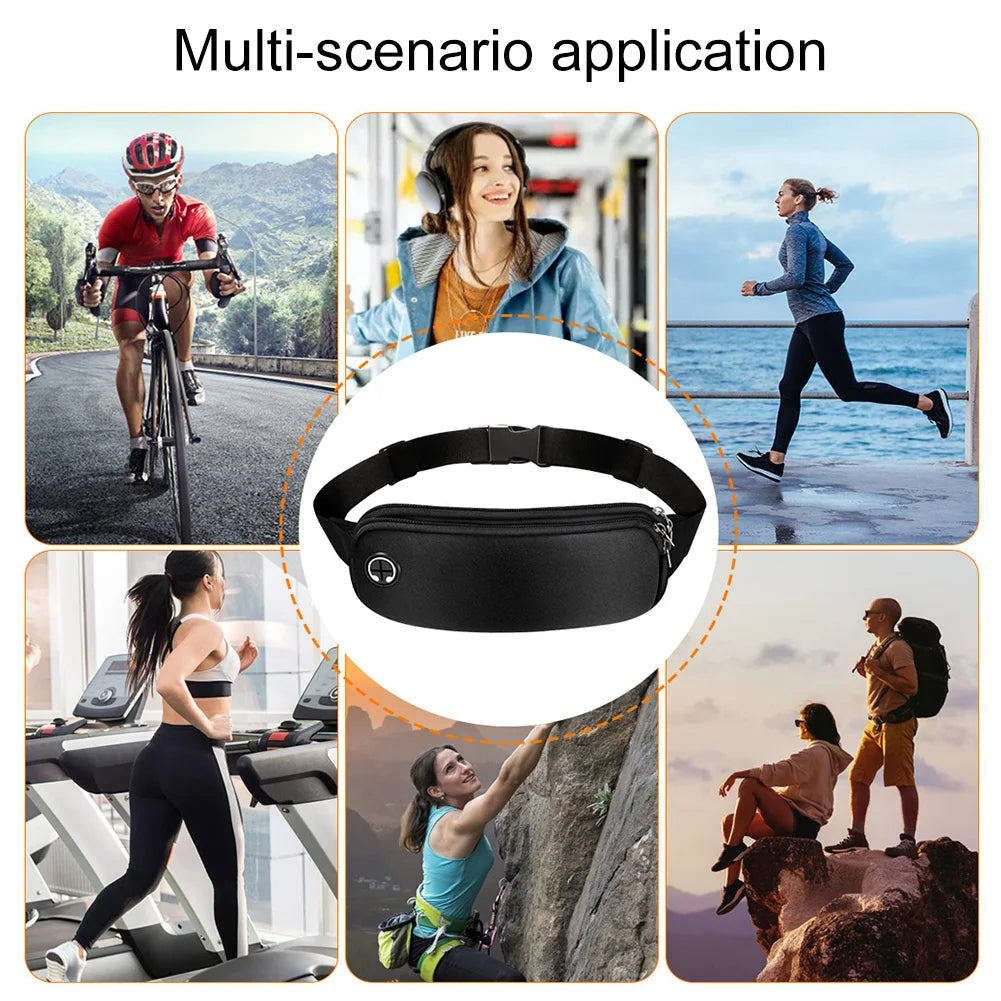 5 PCS Running Belt Waterproof for Men Women Fanny Pack with Headphone Port Phone Holder Waist Pouch for Hiking Walking Sport