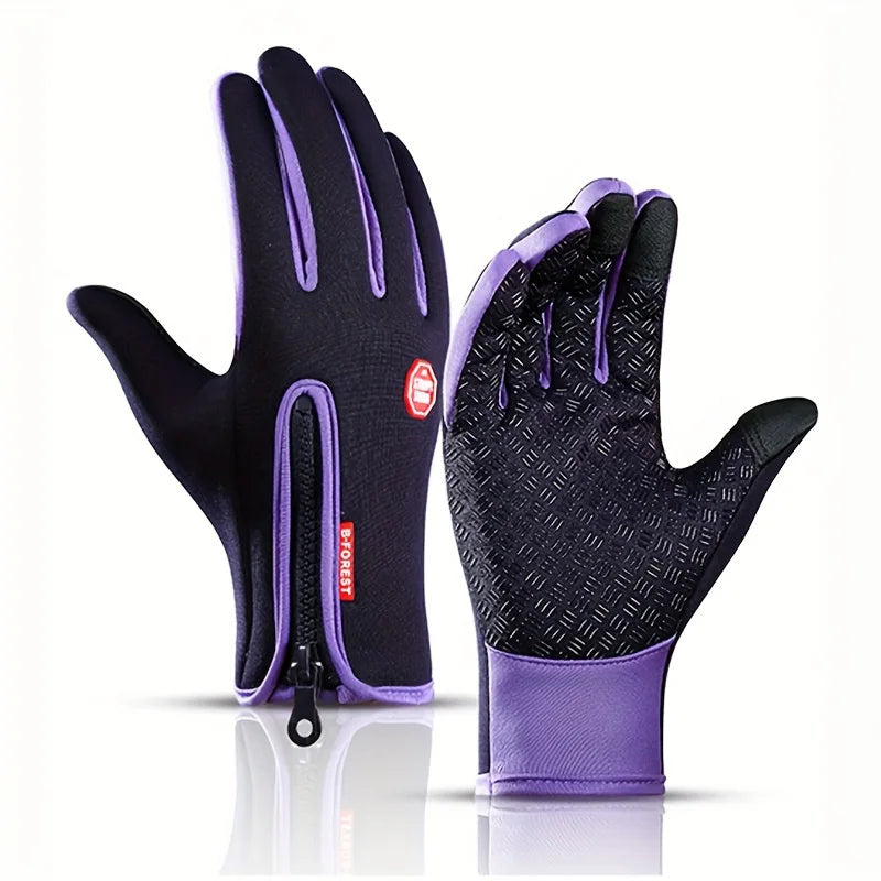 Winter Windproof Gloves,Bicycle Warmth Touch Screen, Water Riding Equipment,Outdoor Velvet Anti Cold Skiing Touch Screen Gloves
