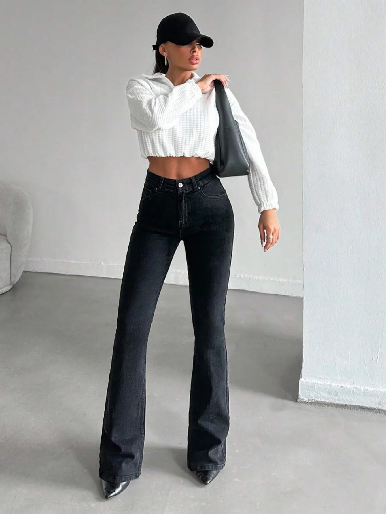 2025 Summer Essential High-Rise Jeans - Breathable Bootcut Four-Way Stretch Black