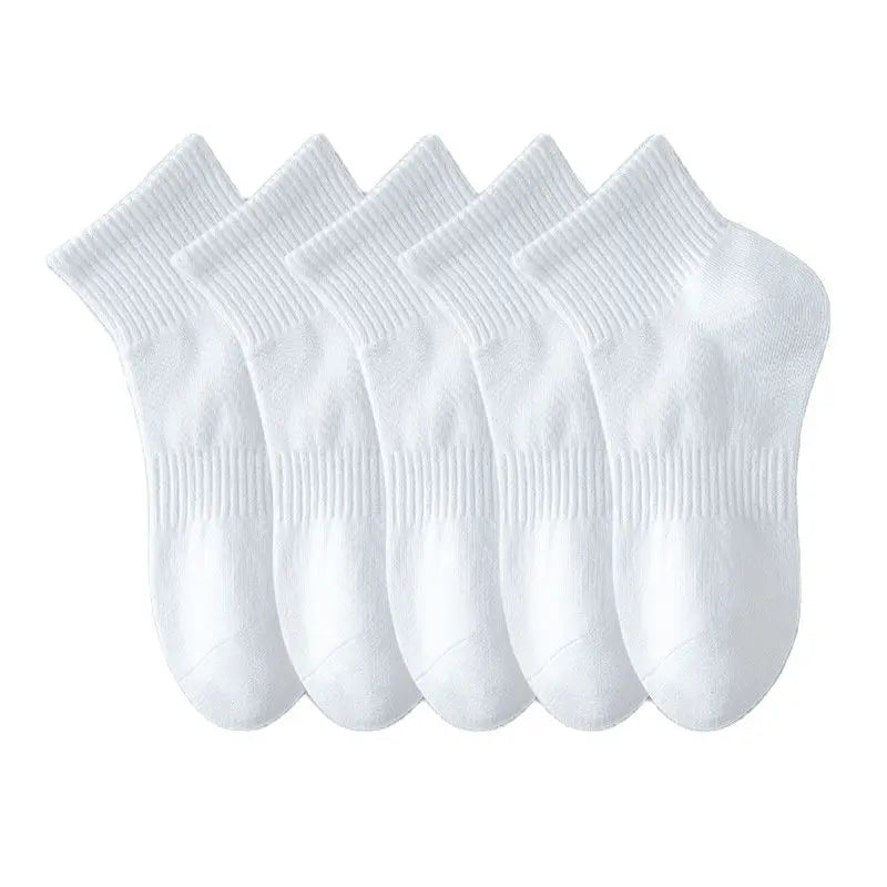 5 Pairs/lot 100% Cotton Men's Socks Spring Autumn Black White Absorption Women's Boat Socks Anti-Odor Breathable Sports Socks