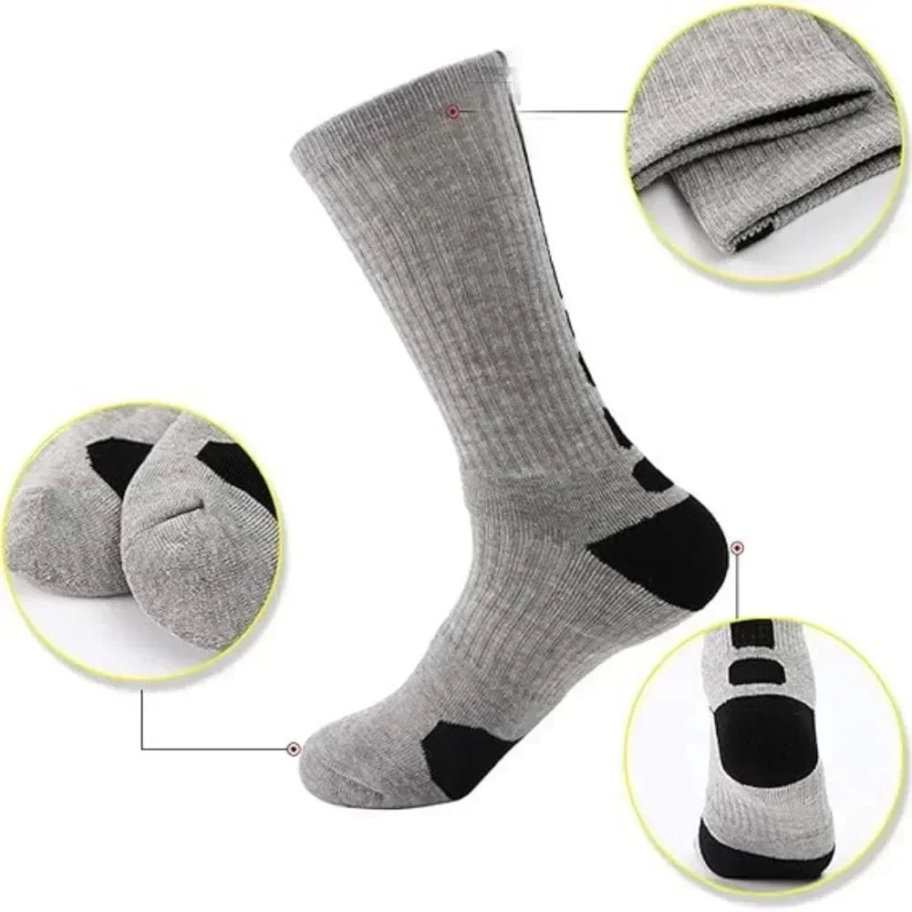 4Pairs Elite Basketball Socks Cushion Athletic Crew Socks Thick Performance Sport Soccer Towel Socks 7-12