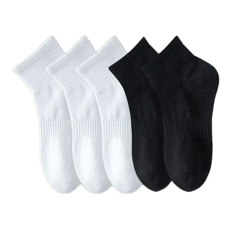 5 Pairs/lot 100% Cotton Men's Socks Spring Autumn Black White Absorption Women's Boat Socks Anti-Odor Breathable Sports Socks
