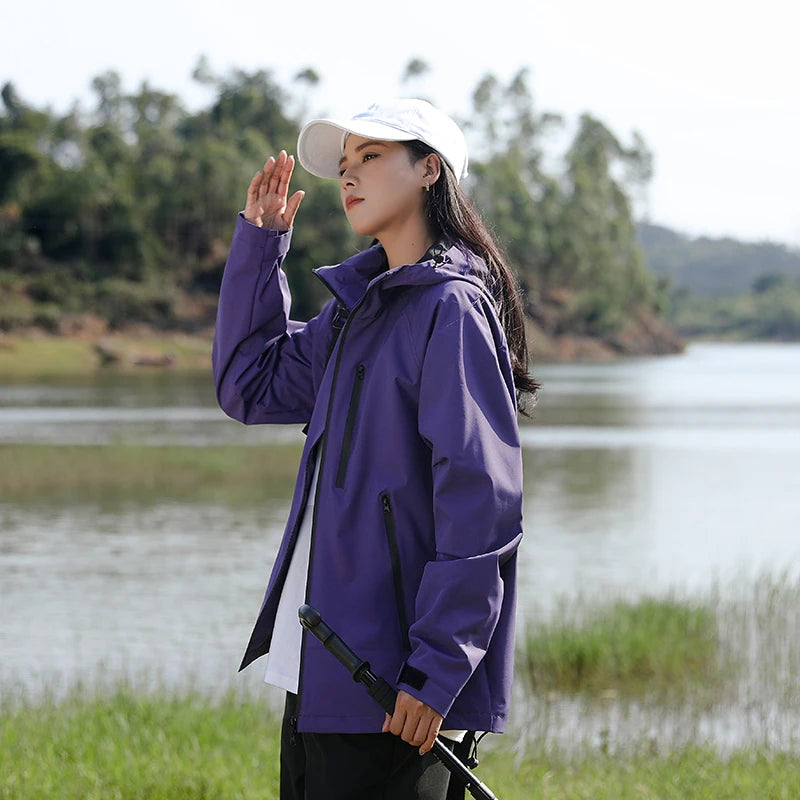 Autumn Hiking Jacket Women Windproof Waterproof Hooded Jackets Outdoor Hiking Outerwear Camping Climbing Safari Fishing Coats