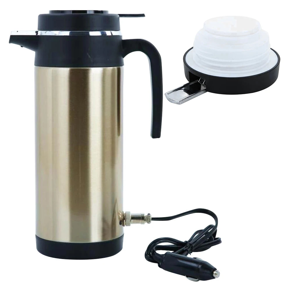 1200 ML Car Hot Kettle Car Truck Water Heater Large Capacity 12/24 V Tea Coffee Kettle Leak-Proof Design 120/240 W Auto Shut Off