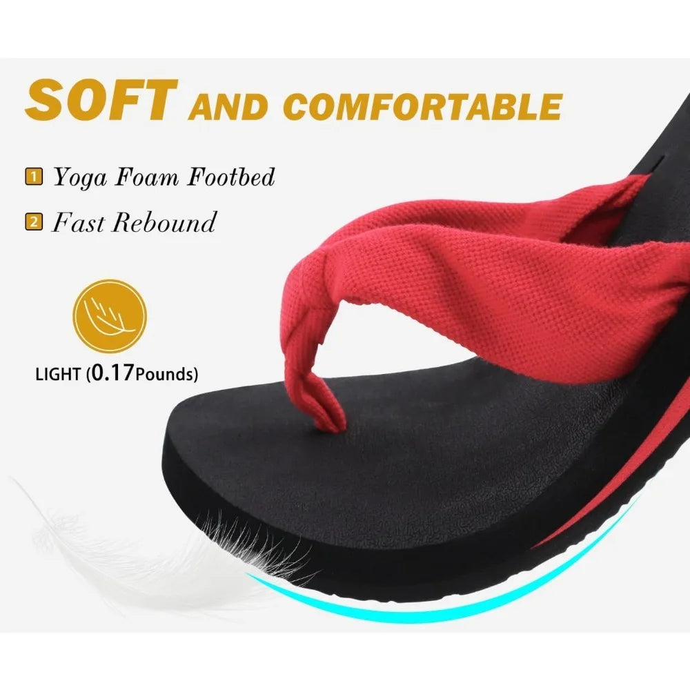 Flip Flops for Women with Arch Support Yoga Mat Comfortable Summer Beach Walking Thong Cushion Sandals Slip On Indoor Outdoor